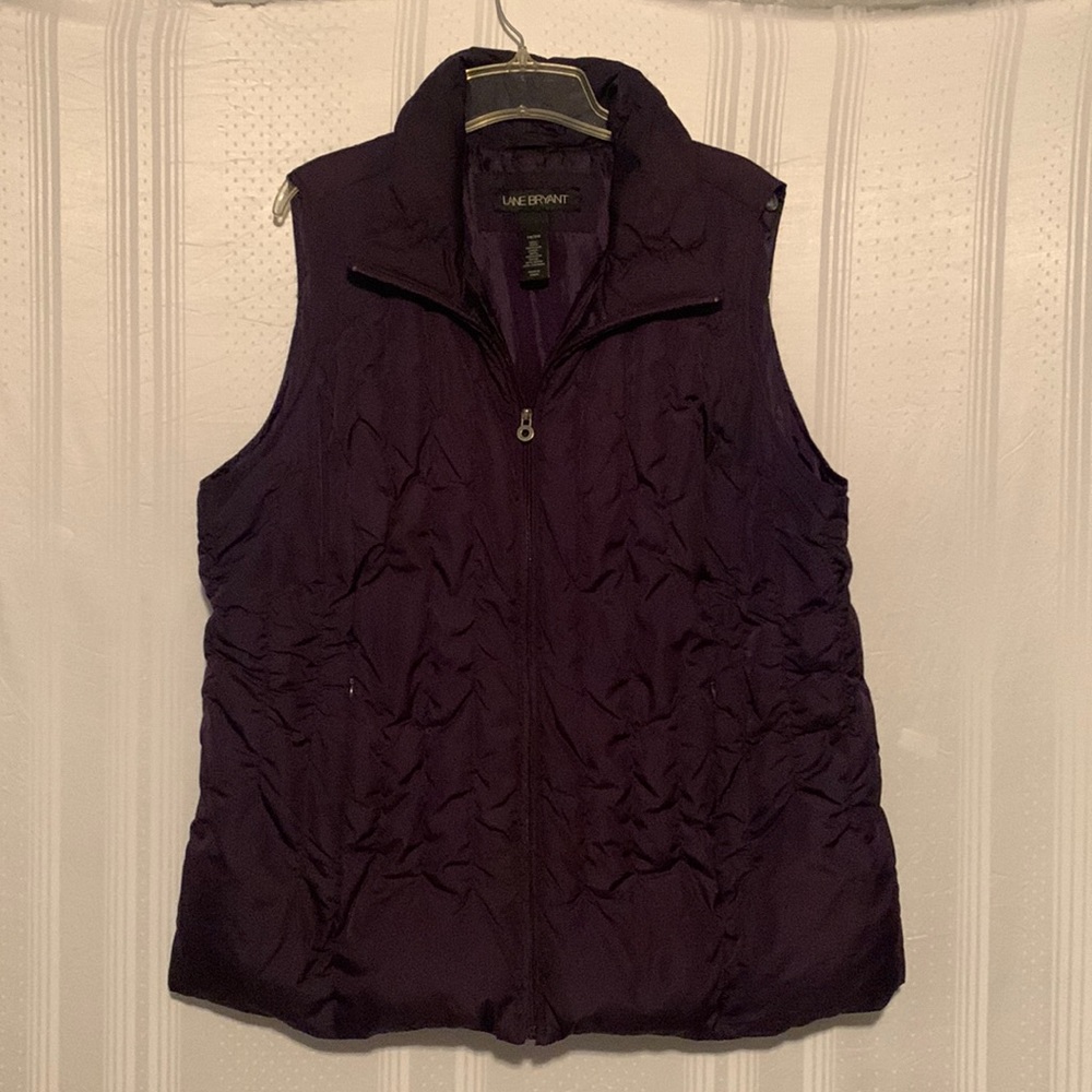 Lane Bryant Wonens Down Purple Puffer vest